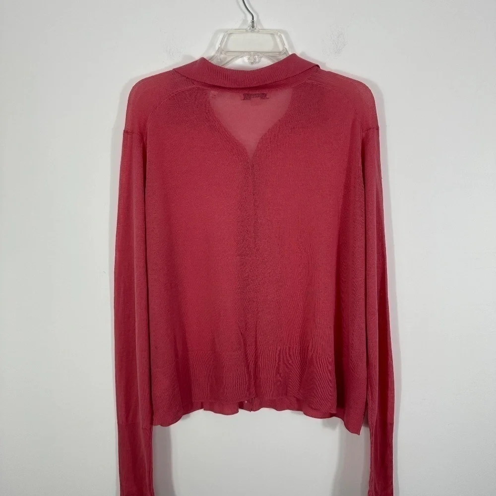 Vince. Pink Long Sleeve Thin Knit 100% Cotton Cardigan Women's Size 2X